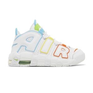 2023 Air More Uptempo GS 'White Rainbow' kids Air Jordan Basketball shoes.